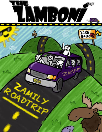 Cover for the "Zamily Roadtrip" issue, originally published in Spring 2022